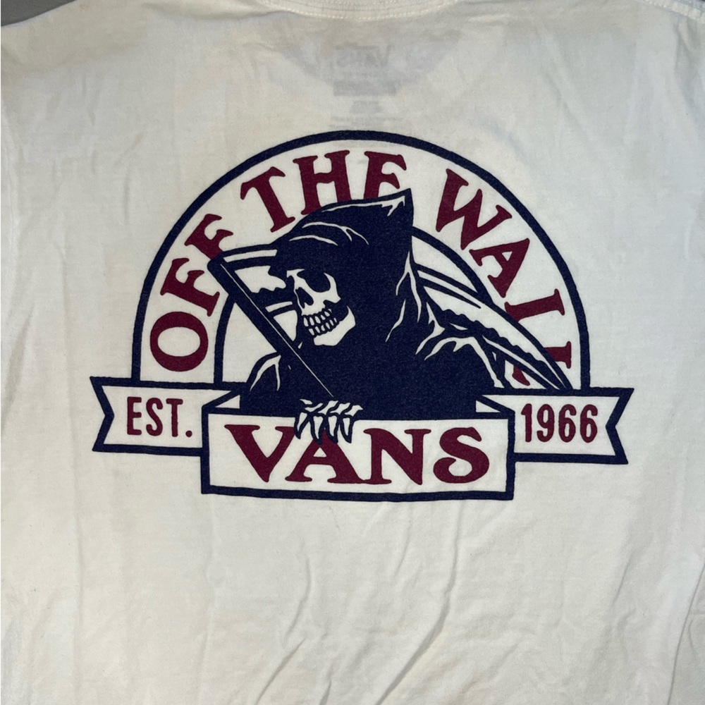 Vans Off The Wall Reaper Long Sleeve Size Small White 100% Cotton